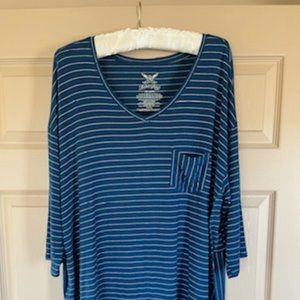 Faded Glory blue striped top women's top size 1X